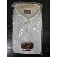 Van Heusen Vintage 417 Pinstripe Button Down Long Sleeve Dress Shirt Size 16