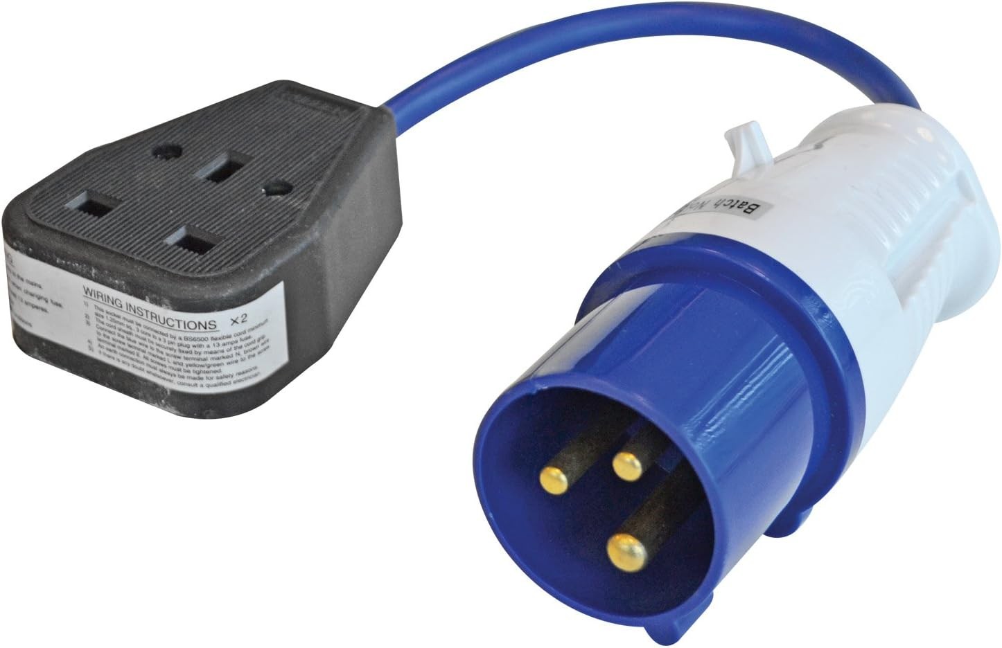 Faithfull FPPFLYLEAD Fly Lead Converter 16A Plug to 13A 3 Pin Socket 240v 35cm