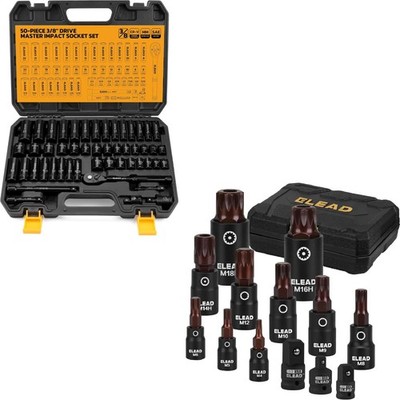 13-Piece XZN Triple Square Spline Bit Impact Socket Set & 50-Piece 3/8''... 