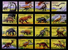 TANZANIA: 1994 STAMPS MINT NEVER HINGED DINOSAUR SET SCOTT #1250A-P SOUND