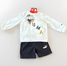 PUMA Boys 2-Piece Sweatshirt and Shorts Set White Black Graphic Print Size 3T