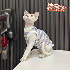 Colorful striped cat vests, summer pet clothes, hairless cats, Devon cats, high