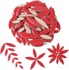 Red Petal Ceramic Mosaic Tiles for Crafts, 200G Flower Tiles Mosaic Pieces for M