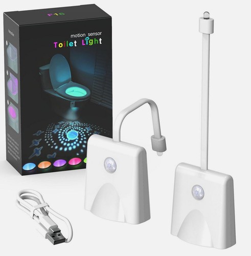 New Toilet Bowl LED Night Light Motion Activated Seat Sensor Bathroom Lamp Light - Bild 5 von 17