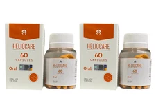 2 X HELIOCARE Oral 60 Capsules Sun Protection Sunblock Free Shipping World Wide
