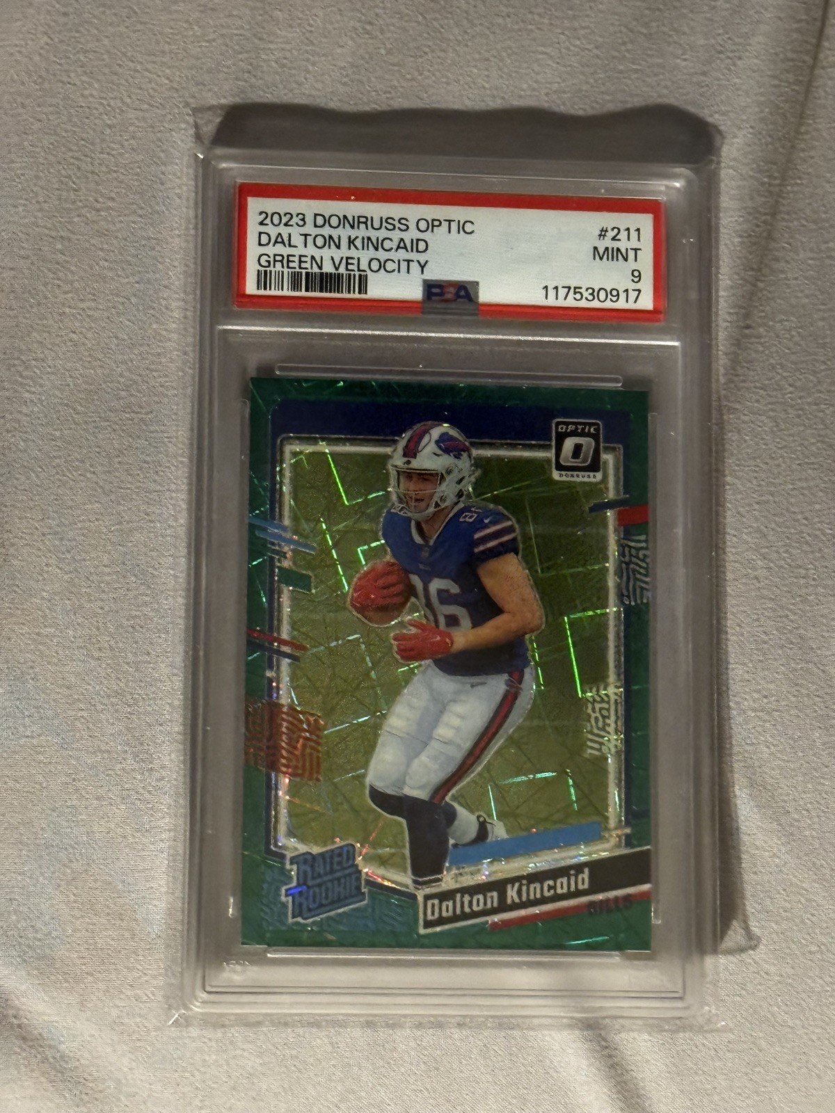 2023 Panini Donruss Optic #211 Dalton Kincaid Green Velocity PSA 9 Rated Rookie