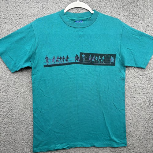 Vintage Ocean Pacific Shirt Mens Medium Turquoise Pier OP Single Made USA 90s - Picture 2 of 11