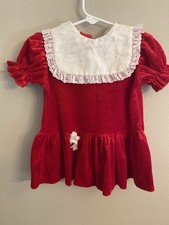 Vintage Red Velvet Toddler Dress 24 Months