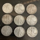 Walking Liberty Silver Half Dollar lot of Nine (9) Coins 1939-44 3.6 ozt