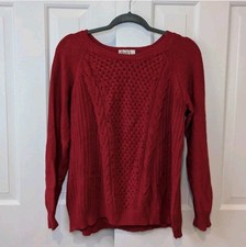 Women's Sweater Crewneck Longsleeves Pullover Knitted Burgundy Size XL