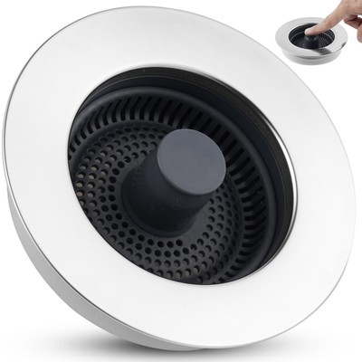 3 in 1 Kitchen Sink Strainer Stopper Combo, Pop Up Kitchen Sink Stopper with ...