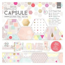 Docrafts Paper Pad Scrapbooking Cards 6X6 Capsule Collection Geometric Neon