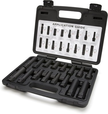 16pc Locking Lug Nut Master Key Set Spline Star Hex Thin Wall Auto Tool