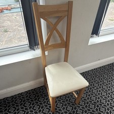 Wood Dining Chair Cross Back White Upholstered Padded Seat Brown 45x45x100cm