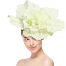 Wehhbtye Large Flower Fascinator Hat for Women, Tea Party Flower Medium White