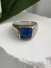 Vintage 925 Sterling Silver Sapphire Ring Size 7.5