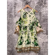 Anthropologie Dress 4 Womens Varun Bahl Petra Green Floral Embroidered