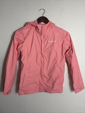 Columbia Girls Arcadia Rain Jacket Medium 10/12 Hooded Waterproof Omni-Tech Pink