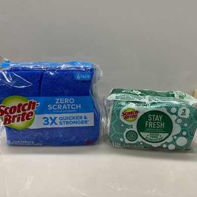 Set Scotch-Brite Zero Scratch Scrub Sponges 6 + 3 Stay Fresh -Damage Packs
