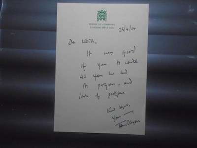 Tam Dalyell Labour Abgeordneter handgeschriebener signierter Brief Unterhaus Papier 2004