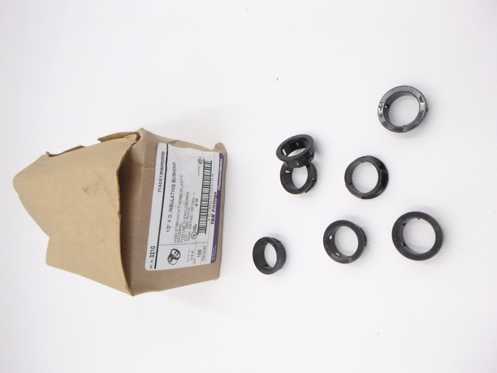 100 Pack ABB Thomas & Betts 3210 Non Metallic 1/2" Knockout Insulating Bushing