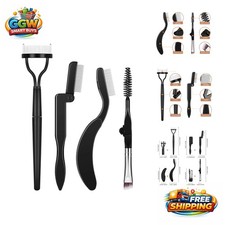Versatile Eyebrow and Eyelash Grooming Set - 4 Foldable Tools in Black