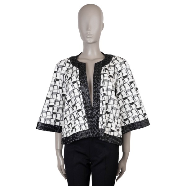 73634 authentische DOLCE & GABBANA schwarz weiß Baumwolle 15C DUBAI GEOMETRIC Jacke 40 M