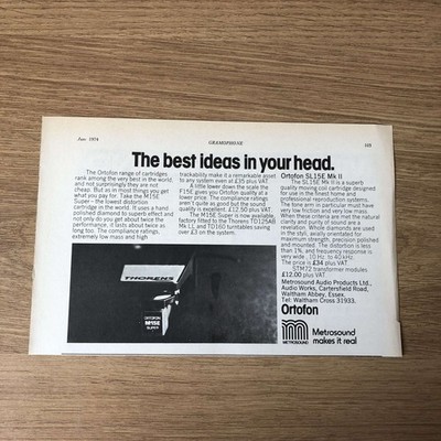 GRAM218 MAGAZINE ADVERT 5X8 ORTOFON SL15E SUPER CARTRIDGE