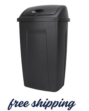 13 Gallon Trash Can, Plastic Swing Top Kitchen Trash Can, Black