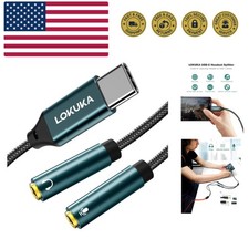 USB C to 2 TRS 3.5mm Headphone Mic Splitter Adapter, Build-in Hi-Res DAC Chip...