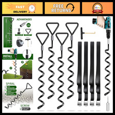 Heavy Duty Trampoline Stakes 4 Pack - Ground Anchors with Straps for High Wind