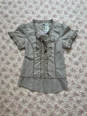 Japanese brand  axes femme cream striped  women's blouse  top vintage