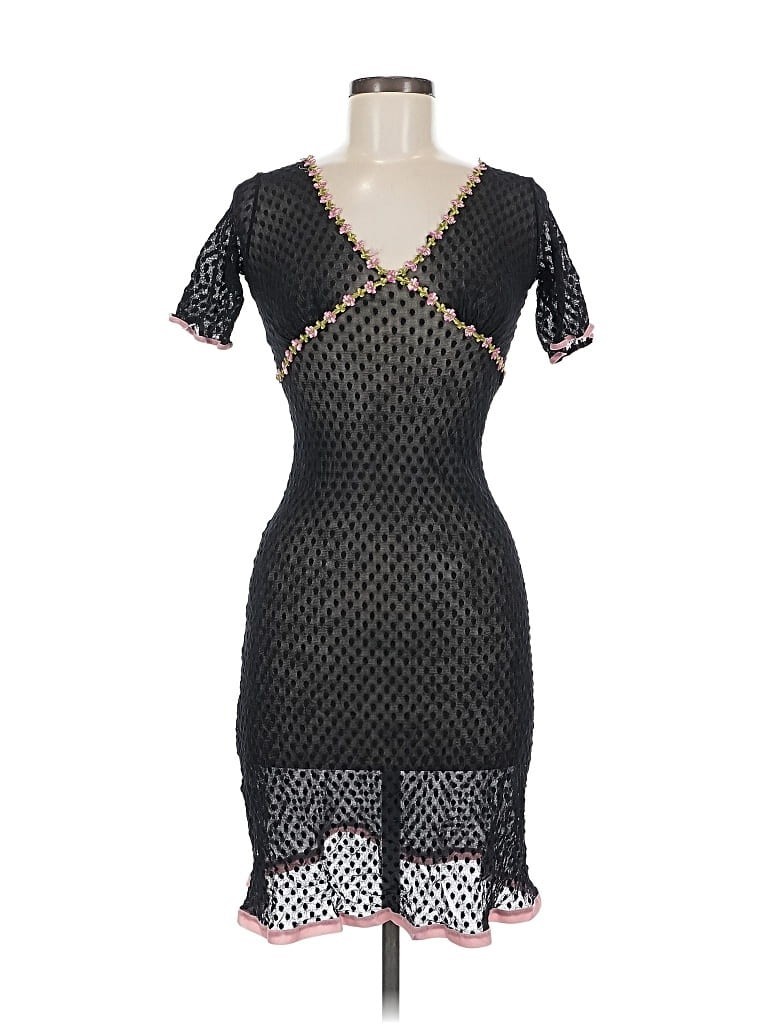 BETSEY JOHNSON Swiss Dot Sheer Embroidered Lace Midi Dress 90s Medium RARE