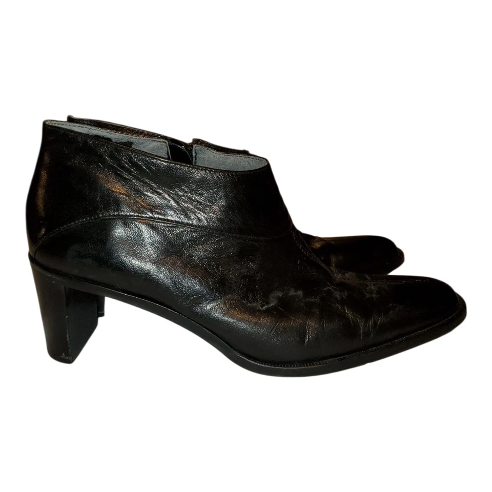 Mujer Etienne Aigner Lancer Cuero Negro Cremallera Botines Tacón. Talla 9,5M Foto 3 de 4