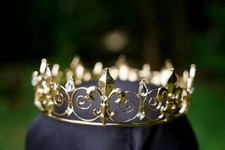 Nola Fleur de lis Gold Circle Crown Bridal Crown Birthday Wedding Gift king