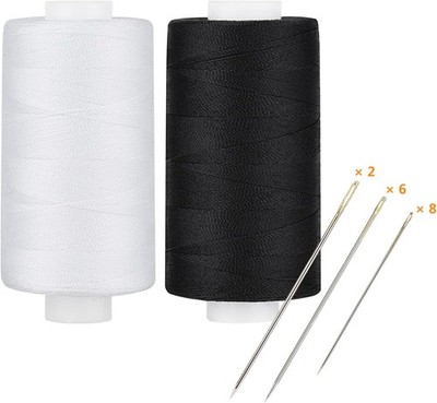 Simthread All Purpose Thread Polyester 400 Yards Each (1 White 1 Black)