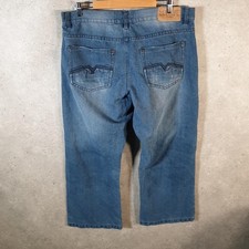 Vintage Revolve Jeans Y2K Hip Hop Jeans Mens W38 L27 Blue Embroidered Denim