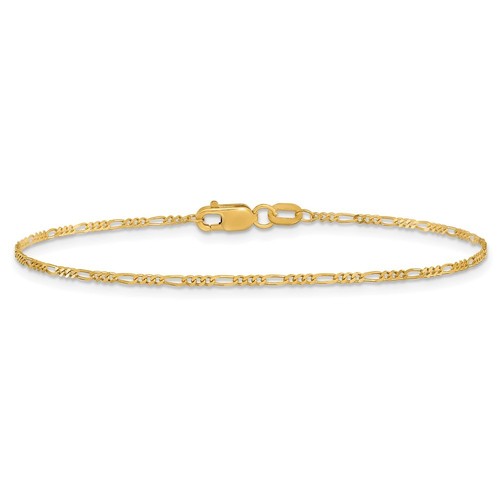 Tobillera de cadena plana Figaro de oro amarillo de 10k de 1,25 mm de 9" 0,77 g para mujer - Imagen 3 de 4