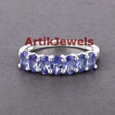 Natural Tanzanite Gemstone with 925 Sterling Silver Ring for Women's 4521