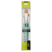 Pebeo Liquid Acrylic Gold Taklon Flat Paint Brush Set 3pc
