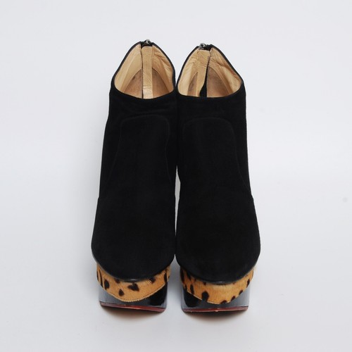 Charlotte Olympia Ankle Boots Black Suede High Wedge Heels Booties EU 40 US 9 - Picture 3 of 9