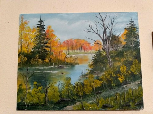 Original Oil Painting Country Landscape Vintage By Pete
