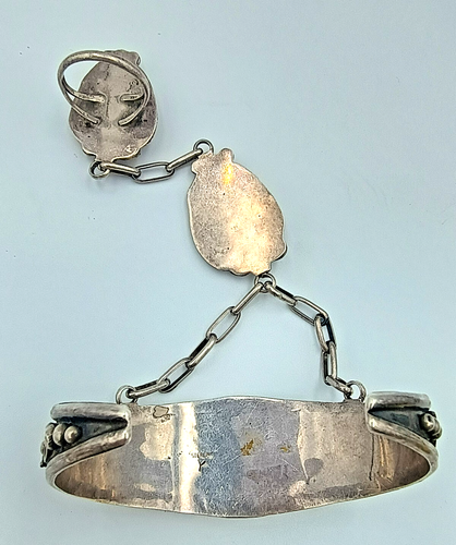 Johnson Yazzie Sterling Silver Navajo Native American Indian Slave Bracelet Ring - Picture 2 of 4