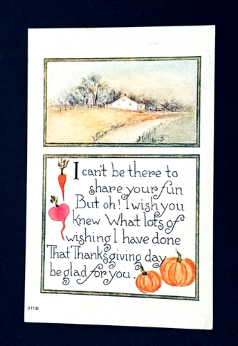 Postkarte F.A. Owen 1915 - Erntedankfest - Kürbis & Gemüse