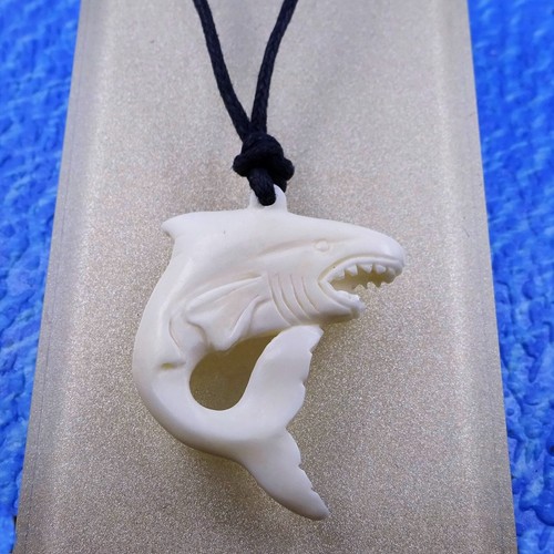 Ocean Shark Pendant Hand Carved Beach Jewelry - Picture 5 of 5