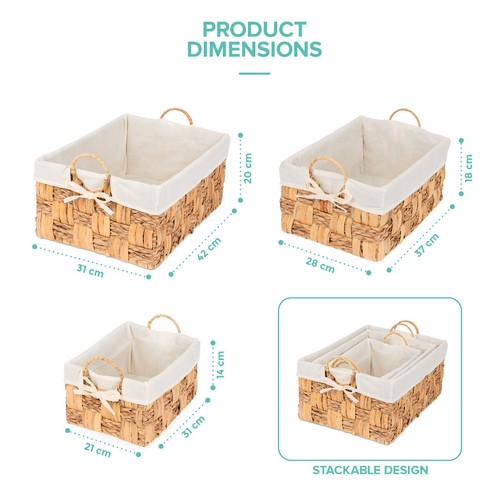 Lot de 3 paniers de rangement en osier herbier marin salle de bain tissage organisateur - Photo 5/7