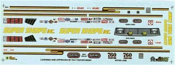 Slixx 1598 Super Shops Arrow F/C-Pat Foster 1/24 1/25 Drag