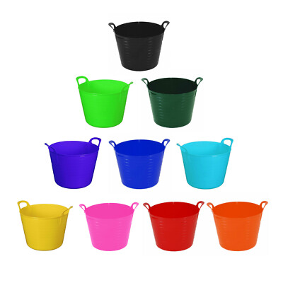 (5er Set) 40L Flexi Wanne verschiedene Farben Mehrzweck Kunststoff Aufbewahrungseimer 