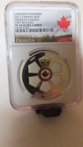 2017 Canadian Honours Order of Canada NGC Graded 1oz 9999 Silver $20 proof PR 68