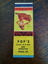 Vintage Matchcover: Pop's Beer & Recreation, Vicco, KY